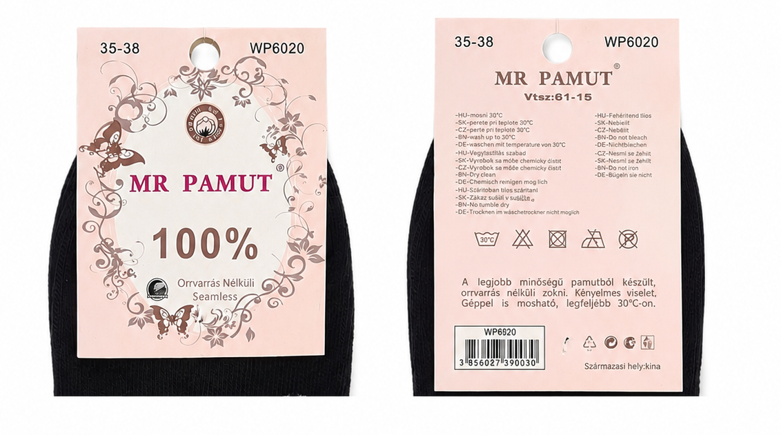 5 pár női pamut boka zokni – varrás nélküli
